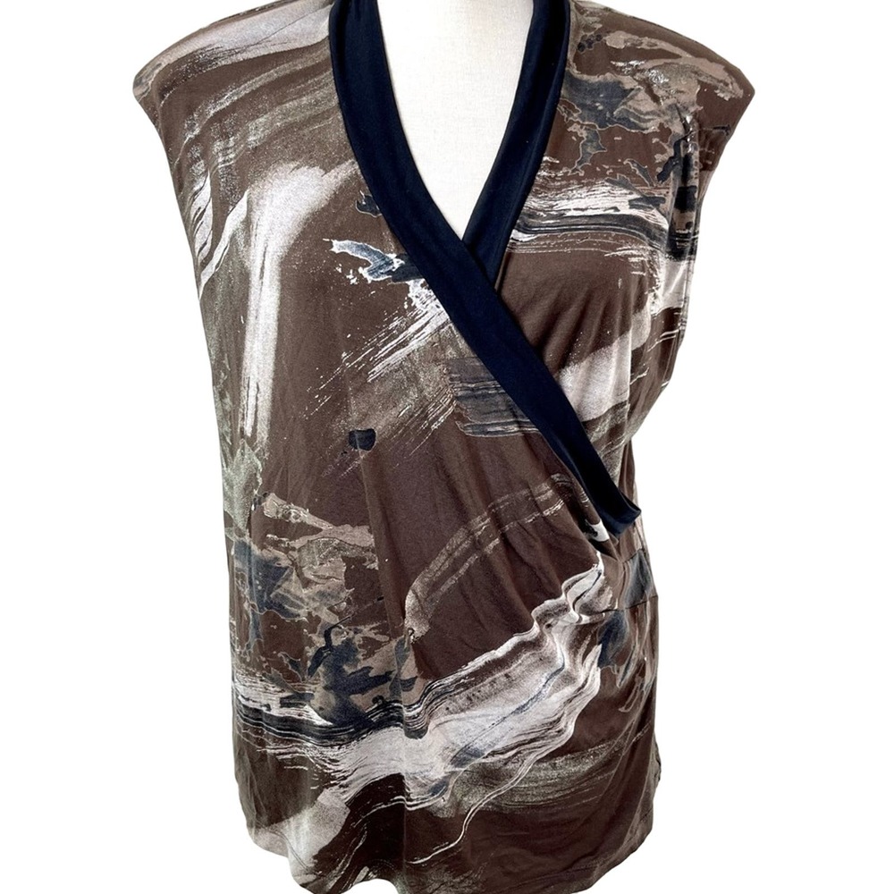 Yansi Fugel Wrap Style Blouse with‎ Padded Shoulders Size XL